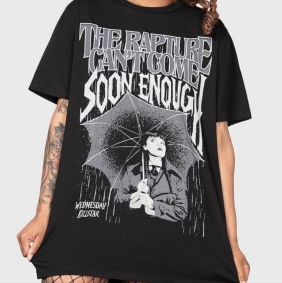 Killstar Black 'Wednesday' Unisex Tee L (includes free sticker) - Picture 3 of 5